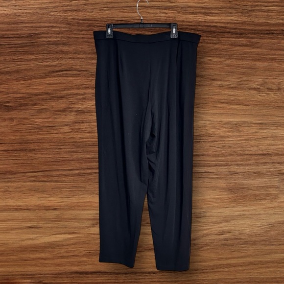 Eileen Fisher Pants Straight Leg Knit Pull On Elastic Waist Black Career Large - Picture 6 of 14